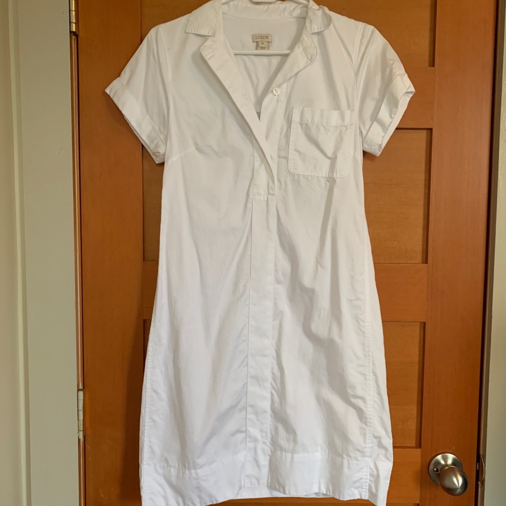 J. Crew White Fitted Shirt Dress